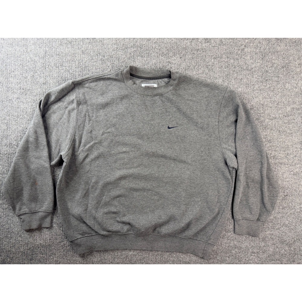 Nike Mens Large Gray Fleece Crewneck Sweatshirt Embroidered Y2K Made in Turkey